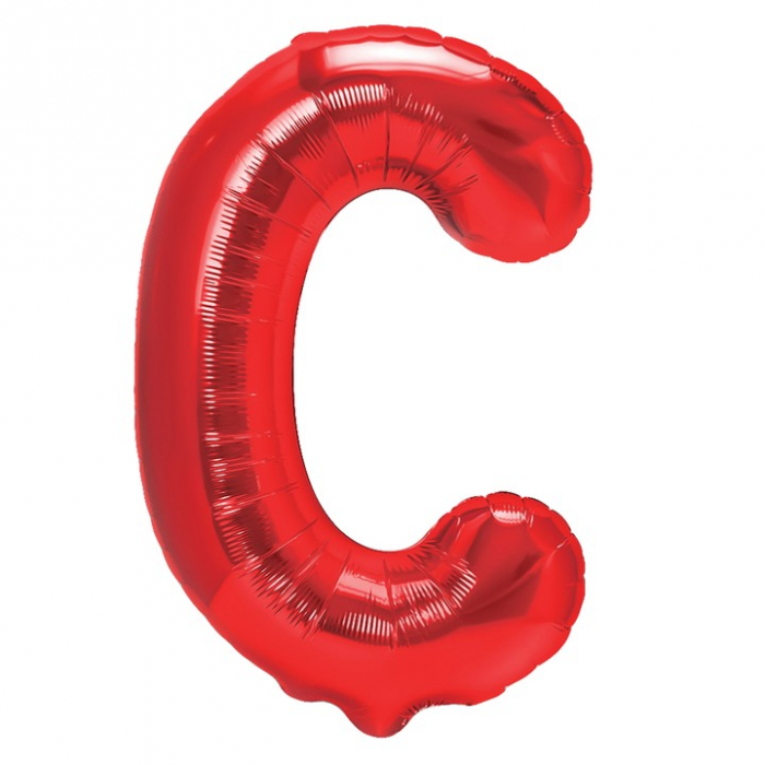 Balon Folie Metalizata Litera C, Flippy, 40 cm, Umflati cu Heliu sau Aer, Ambalaj Individual, Pai inclus, Rosu [1]