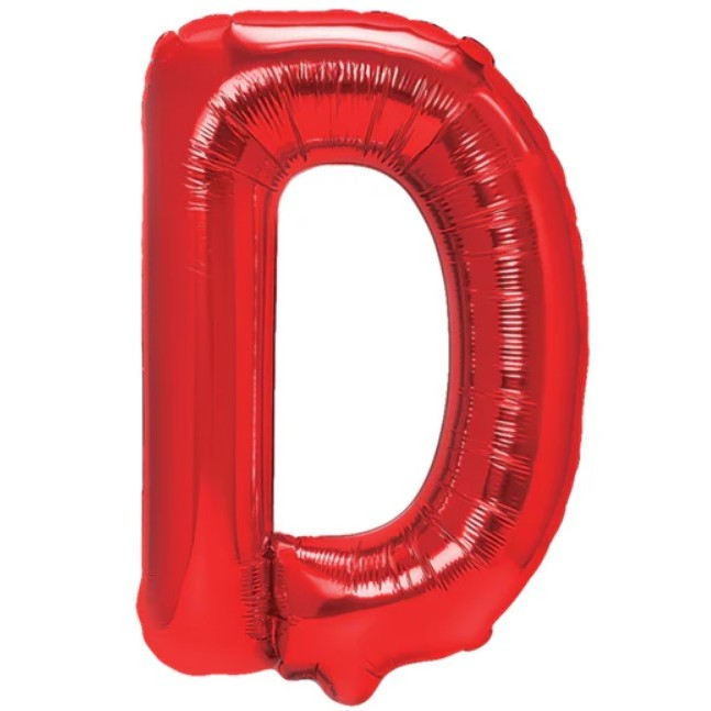 Balon Folie Metalizata Litera D, Flippy, 40 cm, Umflati cu Heliu sau Aer, Ambalaj Individual, Pai inclus, Rosu [1]