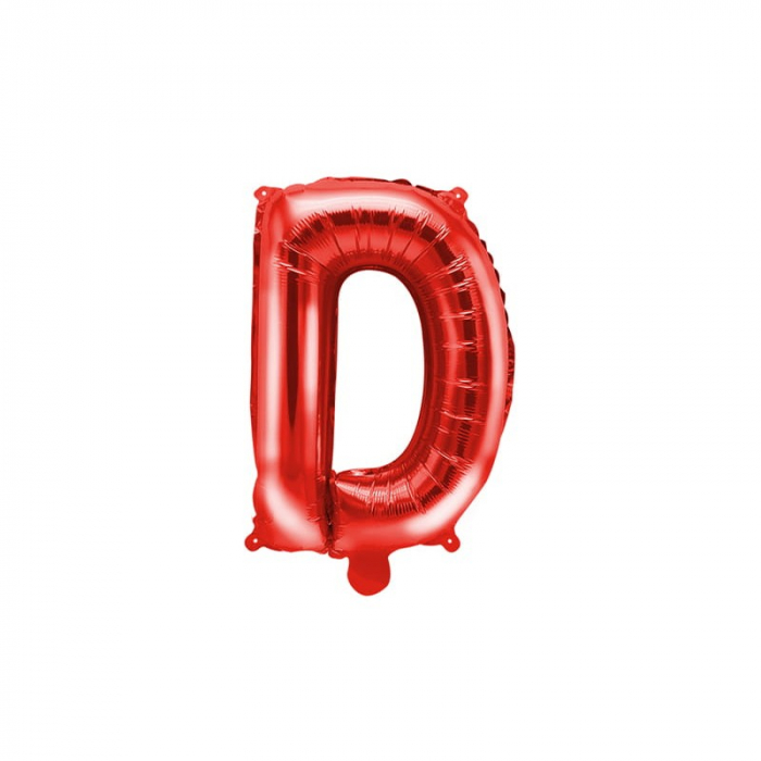 Balon Folie Metalizata Litera D, Flippy, 40 cm, Umflati cu Heliu sau Aer, Ambalaj Individual, Pai inclus, Rosu [4]