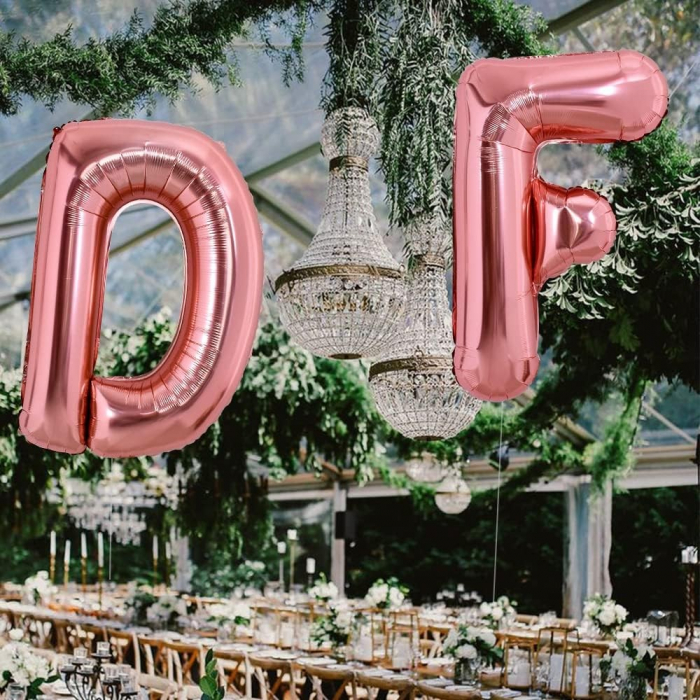 Balon Folie Metalizata Litera F, Flippy, 80 cm, Umflati cu Heliu sau Aer, Ambalaj Individual, Pai inclus, Rose Gold [2]