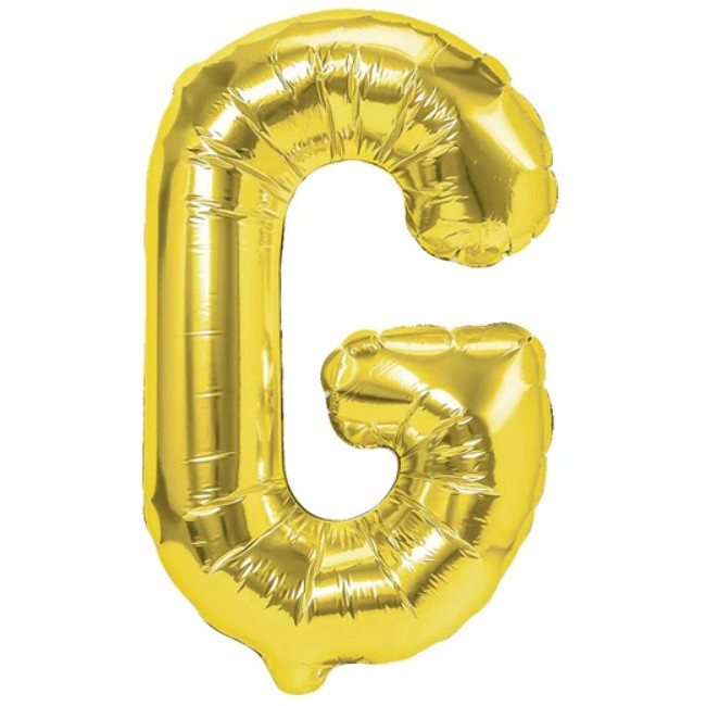 Balon Folie Metalizata Litera G, Flippy, 40 cm, Umflati cu Heliu sau Aer, Ambalaj Individual, Pai inclus, Auriu [1]