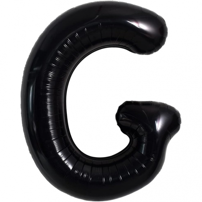 Balon Folie Metalizata Litera G, Flippy, 40 cm, Umflati cu Heliu sau Aer, Ambalaj Individual, Pai inclus, Negru [1]