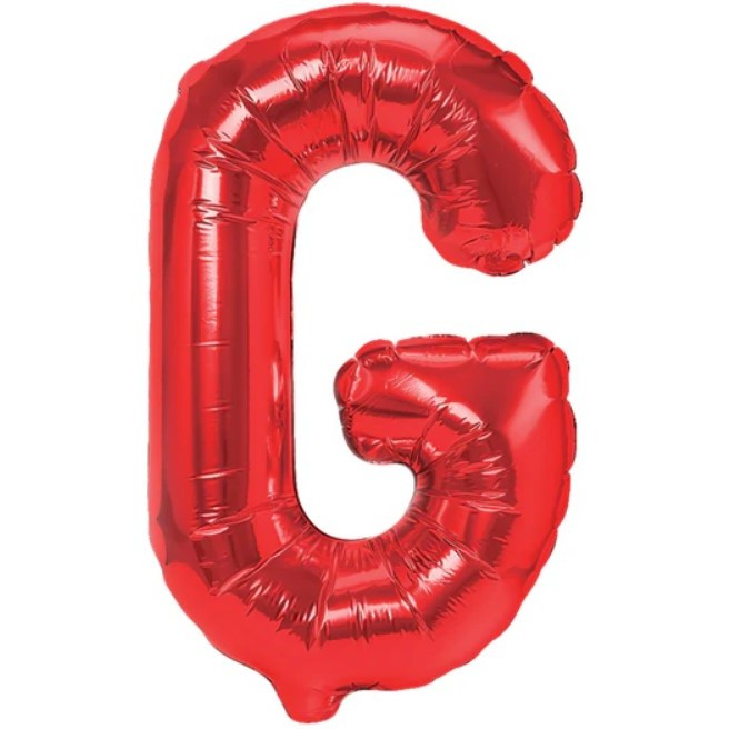 Balon Folie Metalizata Litera G, Flippy, 40 cm, Umflati cu Heliu sau Aer, Ambalaj Individual, Pai inclus, Rosu [1]
