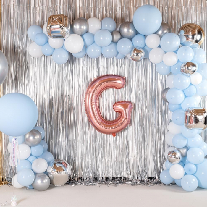 Balon Folie Metalizata Litera G, Flippy, 80 cm, Umflati cu Heliu sau Aer, Ambalaj Individual, Pai inclus, Rose Gold [6]