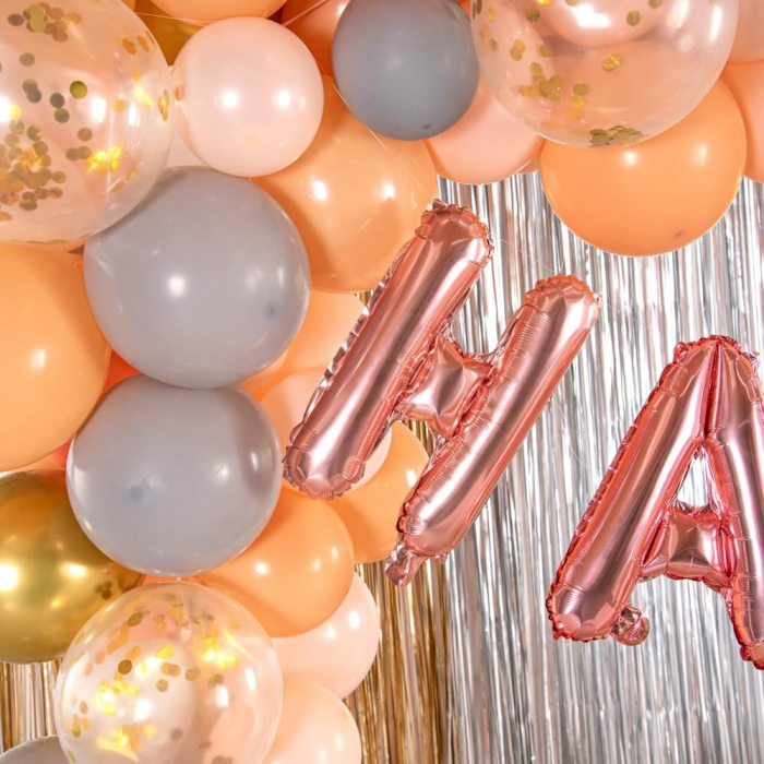 Balon Folie Metalizata Litera H, Flippy, 40 cm, Umflati cu Heliu sau Aer, Ambalaj Individual, Pai inclus, Rose Gold [6]