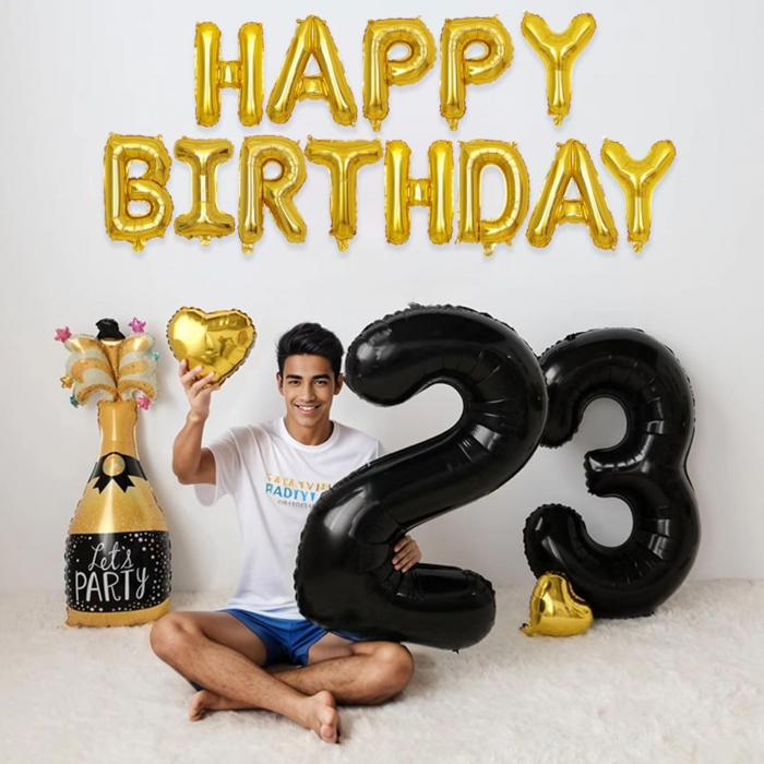 Balon Folie Metalizata Litera H, Flippy, 80 cm, Umflati cu Heliu sau Aer, Ambalaj Individual, Pai inclus, Auriu [9]