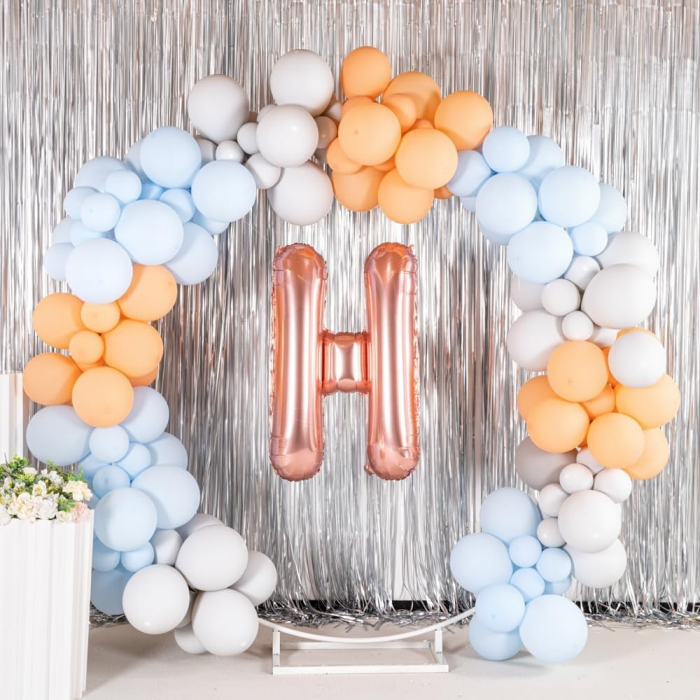 Balon Folie Metalizata Litera H, Flippy, 80 cm, Umflati cu Heliu sau Aer, Ambalaj Individual, Pai inclus, Rose Gold [6]