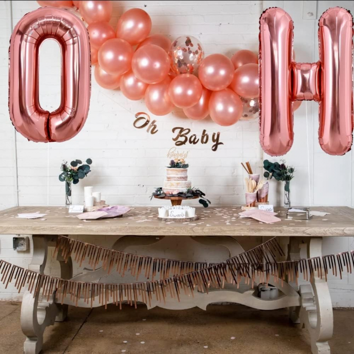 Balon Folie Metalizata Litera H, Flippy, 80 cm, Umflati cu Heliu sau Aer, Ambalaj Individual, Pai inclus, Rose Gold [2]