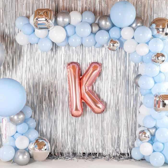 Balon Folie Metalizata Litera K, Flippy, 80 cm, Umflati cu Heliu sau Aer, Ambalaj Individual, Pai inclus, Rose Gold [6]