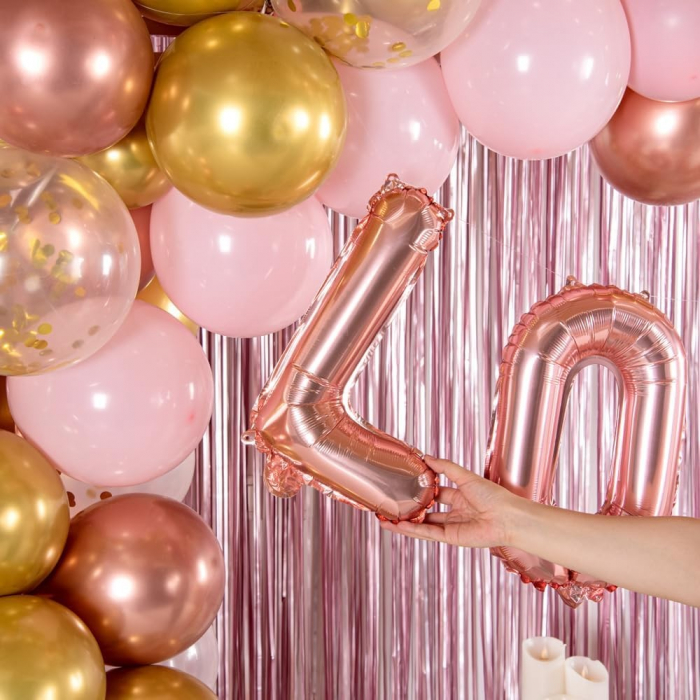 Balon Folie Metalizata Litera L, Flippy, 40 cm, Umflati cu Heliu sau Aer, Ambalaj Individual, Pai inclus, Rose Gold [6]