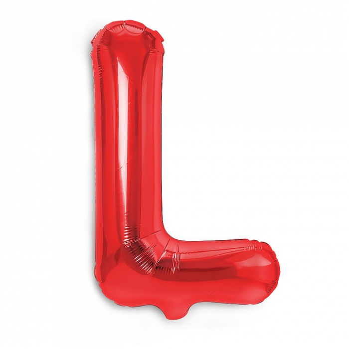 Balon Folie Metalizata Litera L, Flippy, 40 cm, Umflati cu Heliu sau Aer, Ambalaj Individual, Pai inclus, Rosu [3]