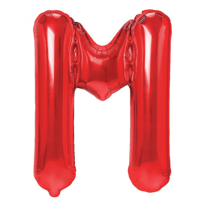 Balon Folie Metalizata Litera M, Flippy, 40 cm, Umflati cu Heliu sau Aer, Ambalaj Individual, Pai inclus, Rosu [1]