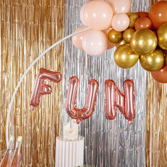 Balon Folie Metalizata Litera N, Flippy, 40 cm, Umflati cu Heliu sau Aer, Ambalaj Individual, Pai inclus, Rose Gold [7]