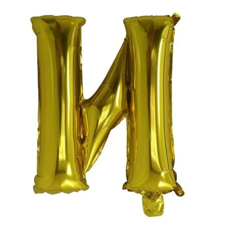 Balon Folie Metalizata Litera N, Flippy, 80 cm, Umflati cu Heliu sau Aer, Ambalaj Individual, Pai inclus, Auriu [6]