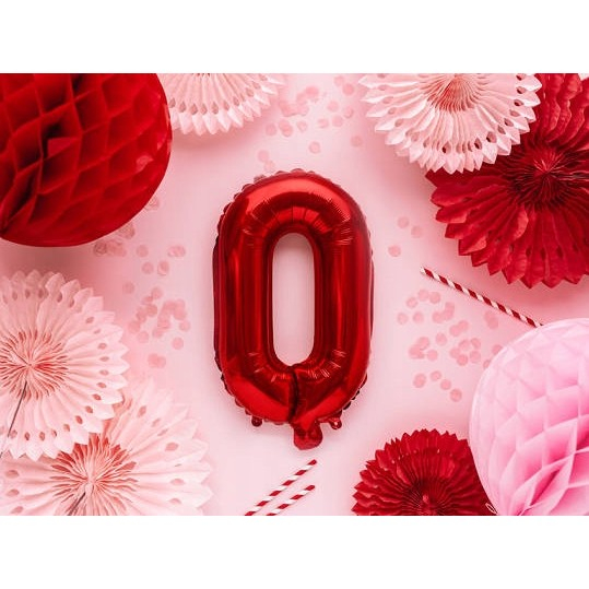 Balon Folie Metalizata Litera O, Flippy, 40 cm, Umflati cu Heliu sau Aer, Ambalaj Individual, Pai inclus, Rosu [2]