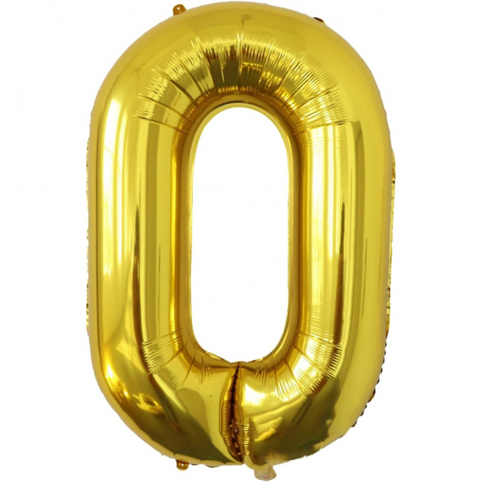 Balon Folie Metalizata Litera O, Flippy, 80 cm, Umflati cu Heliu sau Aer, Ambalaj Individual, Pai inclus, Auriu [1]