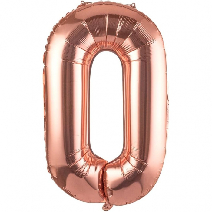 Balon Folie Metalizata Litera O, Flippy, 80 cm, Umflati cu Heliu sau Aer, Ambalaj Individual, Pai inclus, Rose Gold [1]
