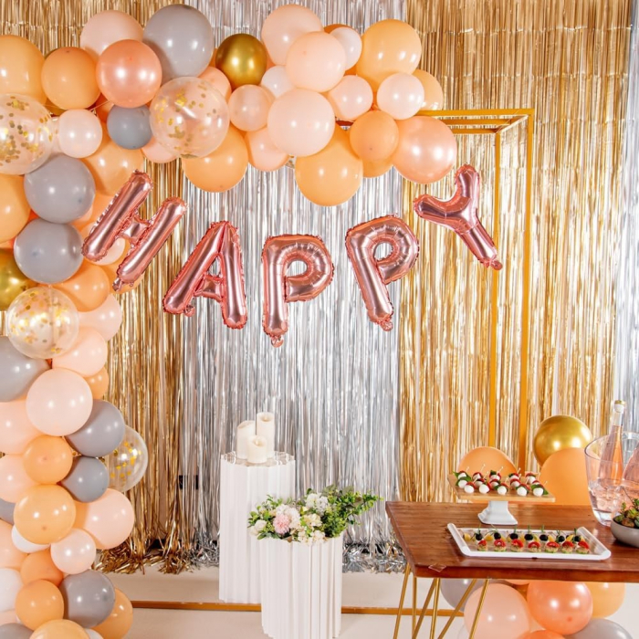 Balon Folie Metalizata Litera P, Flippy, 40 cm, Umflati cu Heliu sau Aer, Ambalaj Individual, Pai inclus, Rose Gold [3]
