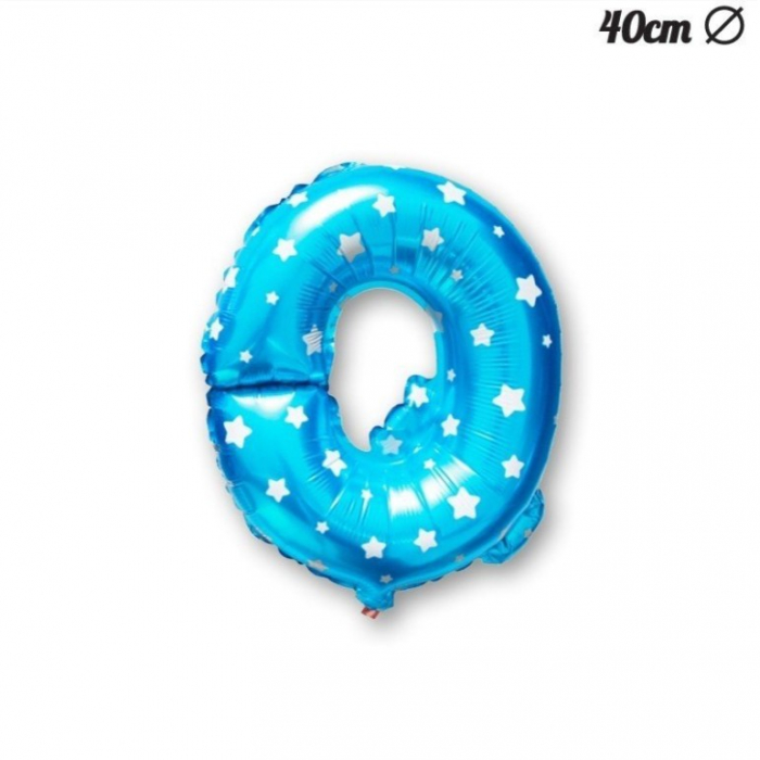 Balon Folie Metalizata Litera Q, Flippy, 40 cm, Cu Imprimeu Stelute, Umflati cu Heliu sau Aer, Ambalaj Individual, Pai inclus, Albastru [4]