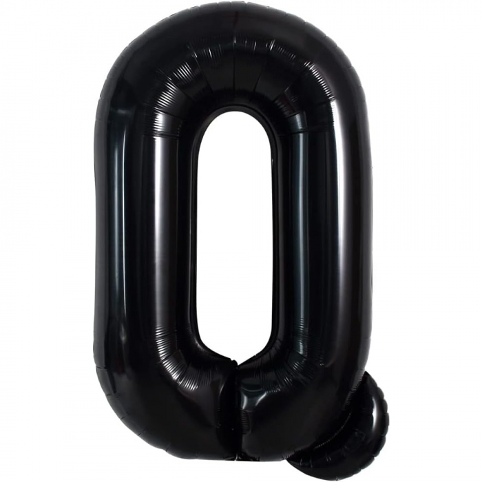 Balon Folie Metalizata Litera Q, Flippy, 40 cm, Umflati cu Heliu sau Aer, Ambalaj Individual, Pai inclus, Negru [5]