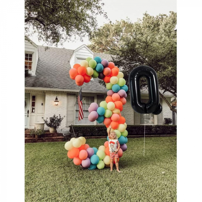 Balon Folie Metalizata Litera Q, Flippy, 40 cm, Umflati cu Heliu sau Aer, Ambalaj Individual, Pai inclus, Negru [3]
