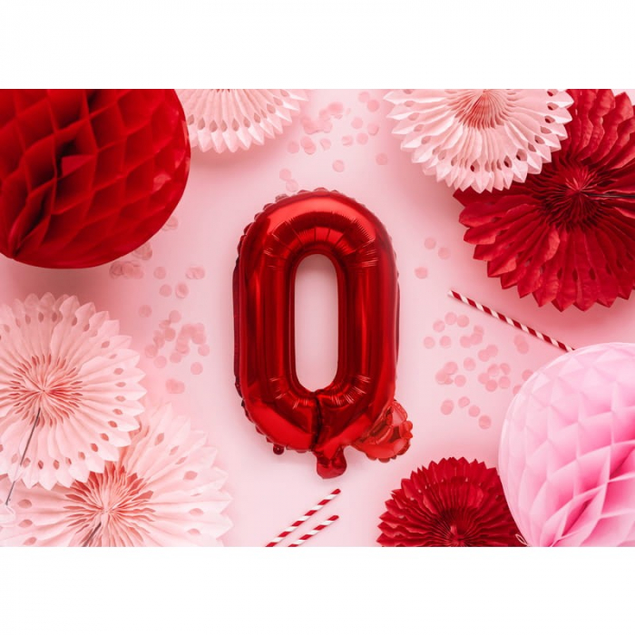 Balon Folie Metalizata Litera Q, Flippy, 40 cm, Umflati cu Heliu sau Aer, Ambalaj Individual, Pai inclus, Rosu [2]