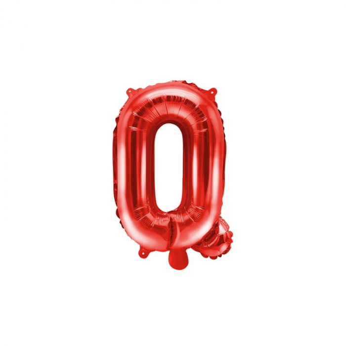 Balon Folie Metalizata Litera Q, Flippy, 40 cm, Umflati cu Heliu sau Aer, Ambalaj Individual, Pai inclus, Rosu [5]