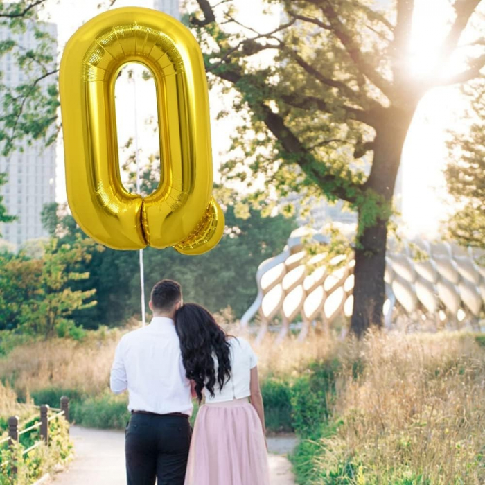 Balon Folie Metalizata Litera Q, Flippy, 80 cm, Umflati cu Heliu sau Aer, Ambalaj Individual, Pai inclus, Auriu [3]