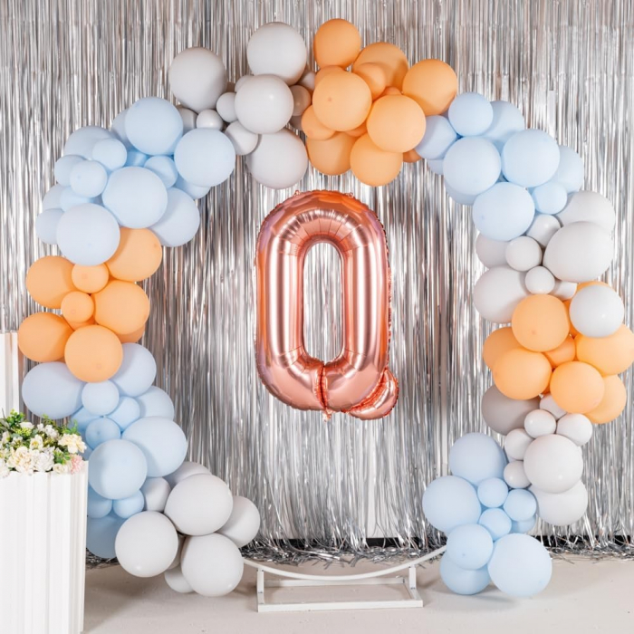 Balon Folie Metalizata Litera Q, Flippy, 80 cm, Umflati cu Heliu sau Aer, Ambalaj Individual, Pai inclus, Rose Gold [6]