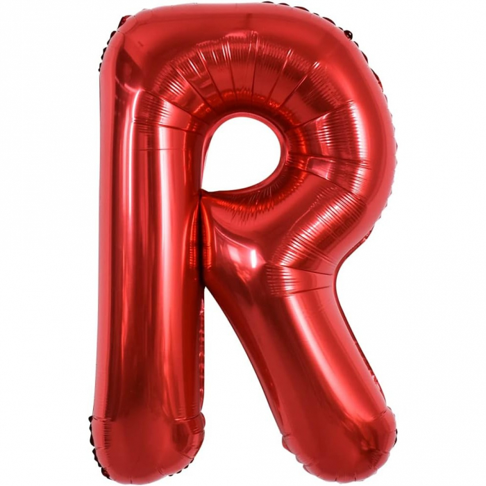 Balon Folie Metalizata Litera R, Flippy, 40 cm, Umflati cu Heliu sau Aer, Ambalaj Individual, Pai inclus, Rosu [1]