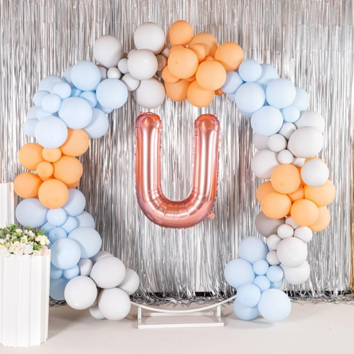 Balon Folie Metalizata Litera U, Flippy, 80 cm, Umflati cu Heliu sau Aer, Ambalaj Individual, Pai inclus, Rose Gold [6]