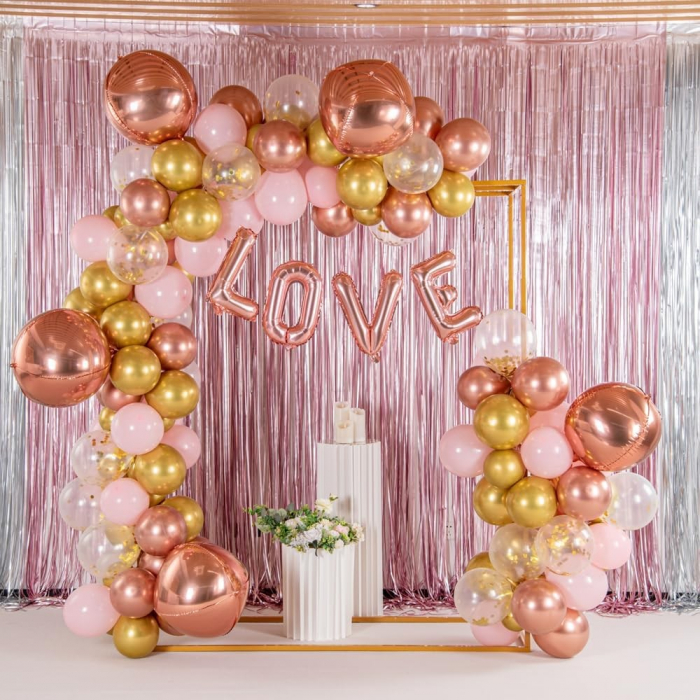 Balon Folie Metalizata Litera V, Flippy, 40 cm, Umflati cu Heliu sau Aer, Ambalaj Individual, Pai inclus, Rose Gold [3]