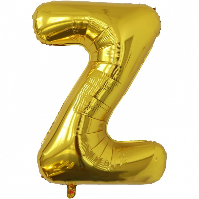 Balon Folie Metalizata Litera Z, Flippy, 40 cm, Umflati cu Heliu sau Aer, Ambalaj Individual, Pai inclus, Auriu [1]