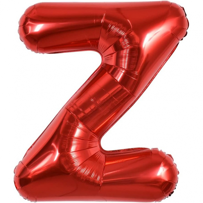 Balon Folie Metalizata Litera Z, Flippy, 40 cm, Umflati cu Heliu sau Aer, Ambalaj Individual, Pai inclus, Rosu [1]
