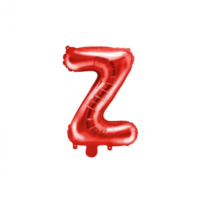Balon Folie Metalizata Litera Z, Flippy, 40 cm, Umflati cu Heliu sau Aer, Ambalaj Individual, Pai inclus, Rosu [3]