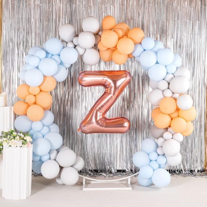 Balon Folie Metalizata Litera Z, Flippy, 80 cm, Umflati cu Heliu sau Aer, Ambalaj Individual, Pai inclus, Rose Gold [3]