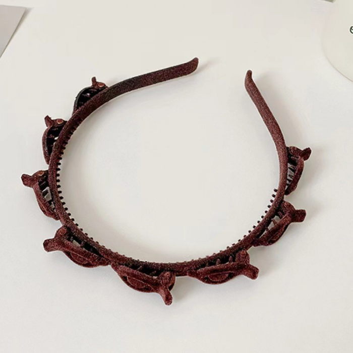 Banda de Par pentru Femei, Flippy, Agrafa Stil Coreean, Accesoriu pentru Par cu Textura MultiStrat, Coffee [2]
