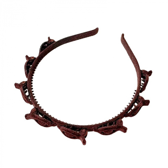 Banda de Par pentru Femei, Flippy, Agrafa Stil Coreean, Accesoriu pentru Par cu Textura MultiStrat, Coffee [1]