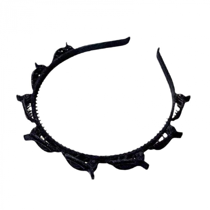 Banda de Par pentru Femei, Flippy, Agrafa Stil Coreean, Accesoriu pentru Par cu Textura MultiStrat, Negru [1]