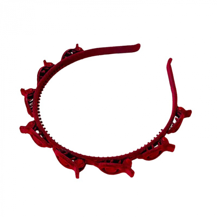 Banda de Par pentru Femei, Flippy, Agrafa Stil Coreean, Accesoriu pentru Par cu Textura MultiStrat, Rosu [1]