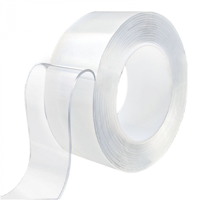 Banda Dublu Adeziva, Flippy, Transparenta, Rezistenta la Apa, Reutilizabila, Tehnologie Nano, 30mm x 1mm x 5m, Fara Urme [1]