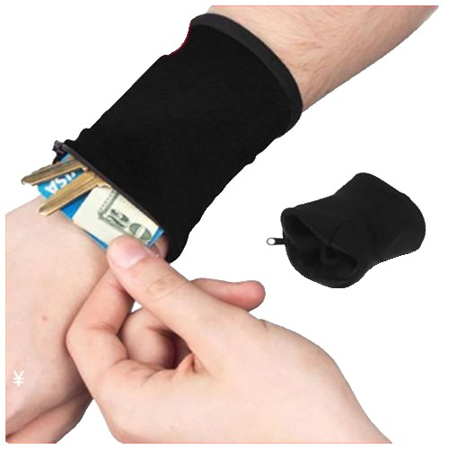 Banderola pentru Încheietura Mainii, Flippy, Suport Carduri si Chei, Multifunctional, cu Fermoar, Impermeabil, Confortabil, Negru [4]
