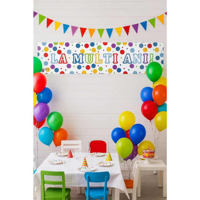 Banner Aniversar, Flippy, Colectie LA MULTI ANI, 98 x 24 cm, Multicolor [4]