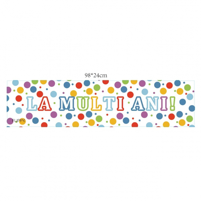 Banner Aniversar, Flippy, Colectie LA MULTI ANI, 98 x 24 cm, Multicolor [2]