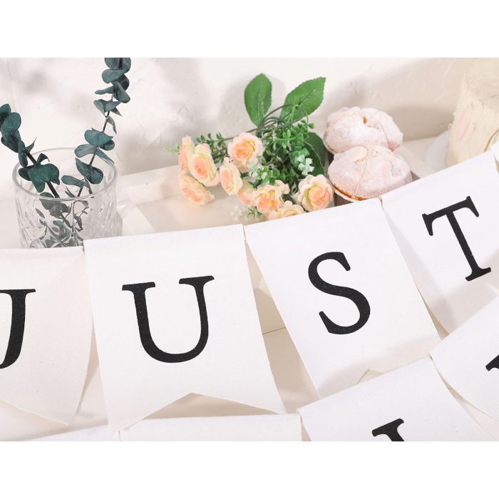 Banner Decorativ, Flippy, Model Just Married, Tematica Nunta, Alb-Negru [3]
