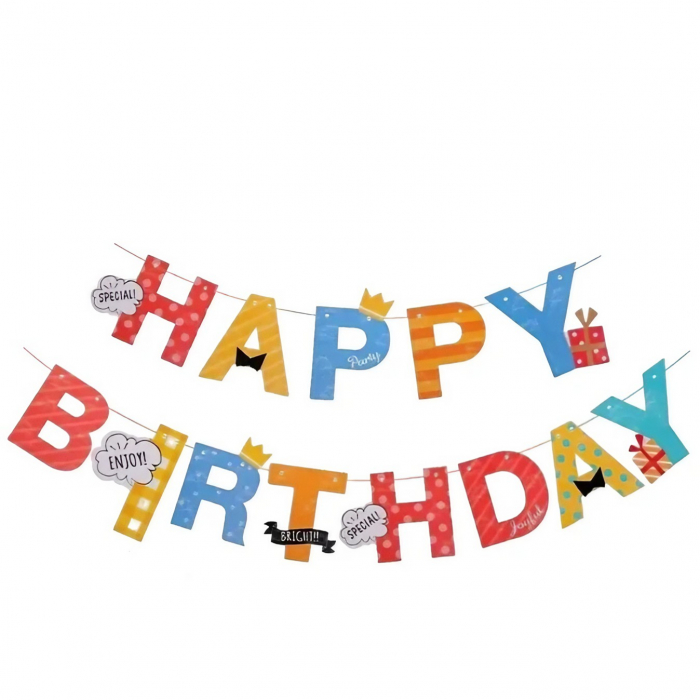 Banner Happy Birthday 100x200 cm, Flippy, Rola de Ata Inclusa, Tematica Aniversare, Multicolor [1]