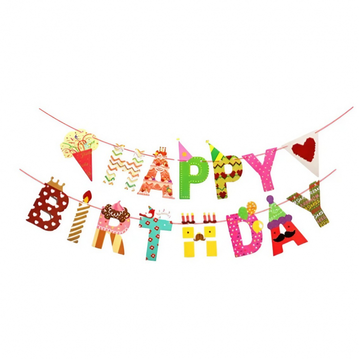 Banner Happy Birthday 100x200 cm, Flippy, Rola de Ata Inclusa, Tematica Candy, Multicolor [1]