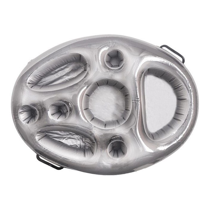 Bar gonflabil/Suport de pahare plutitor, Flippy, cu 8 compartimente, pompa inclusa, PVC, Gri, 25x18,5x4 cm [1]