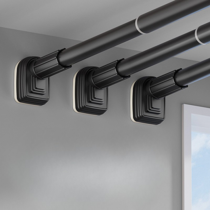 Bara Telescopica Multifunctionala, Flippy, din Otel Inoxidabil si ABS, Utilizare Universala, Extensie 185 - 205 cm, Fara Perforare Perete, Negru [5]