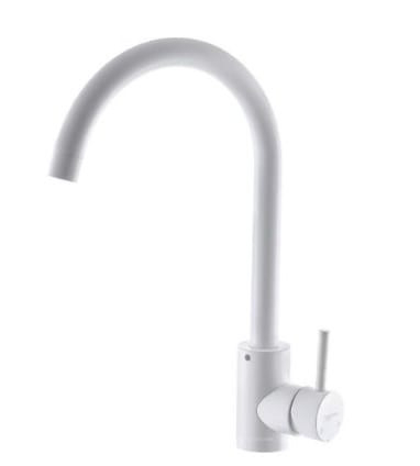 Baterie bucatarie MIXXUS SUS-011WHITE din otel inoxidabil, Monocomanda, Racorduri incluse [2]